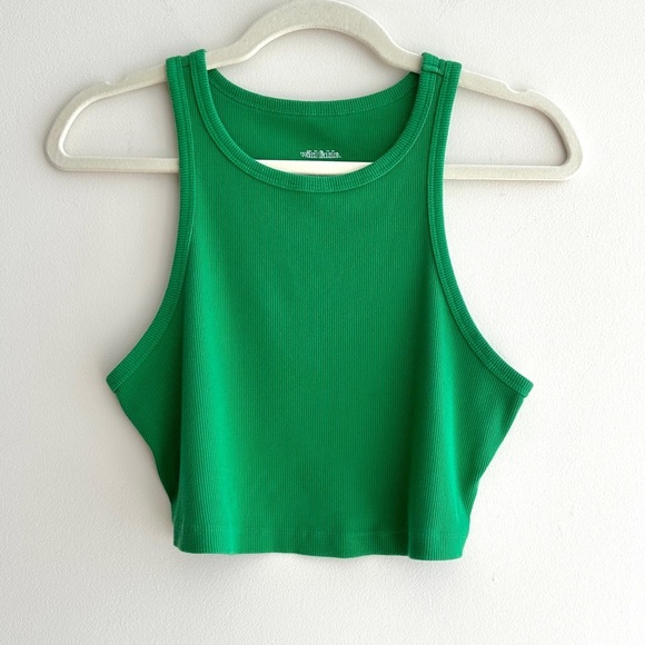 wild fable Bright Green Cropped Ribbed Racerback Tank Top, Size Large - Picture 1 of 15